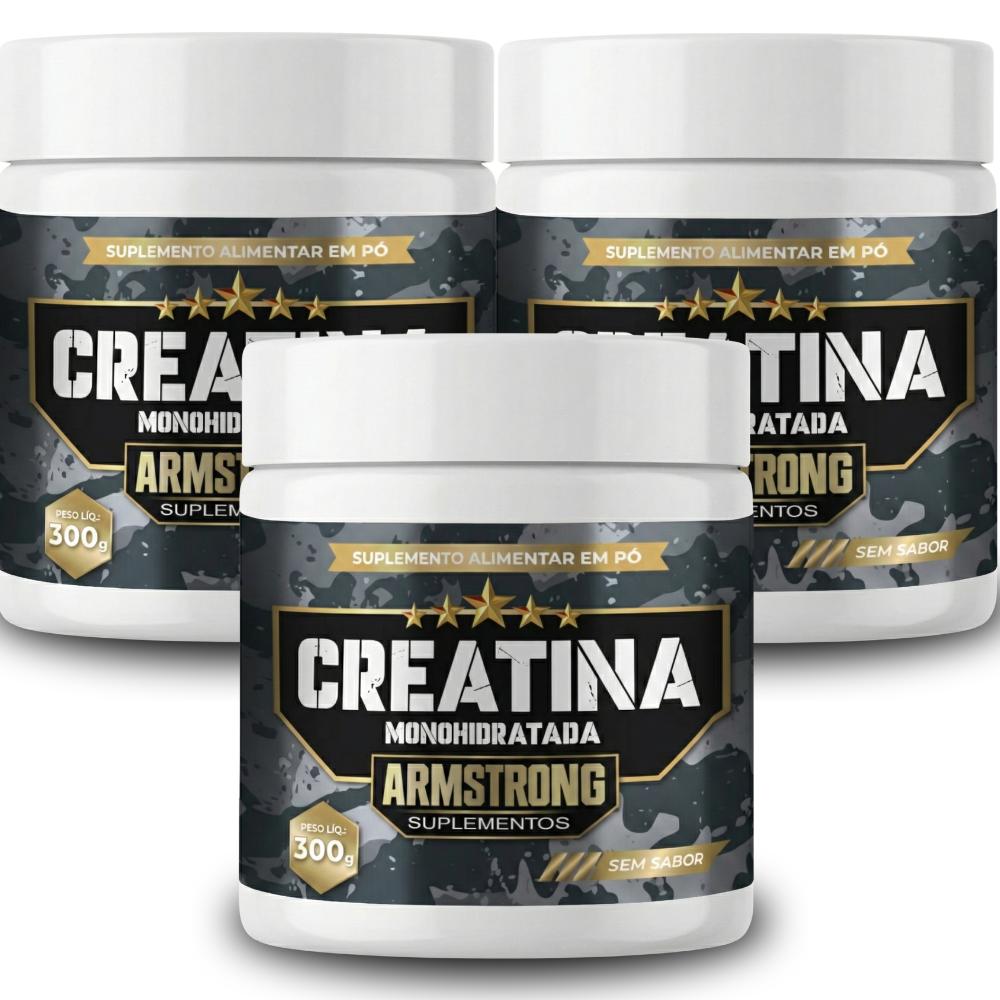 Creatina Armstrong Pó 100% Pura Monohidratada Sem Sabor – 300g – Suplemento Performance