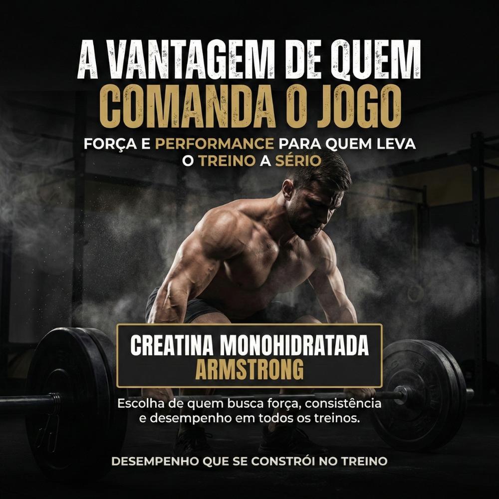 Creatina Armstrong Pó 100% Pura Monohidratada Sem Sabor – 300g – Suplemento Performance