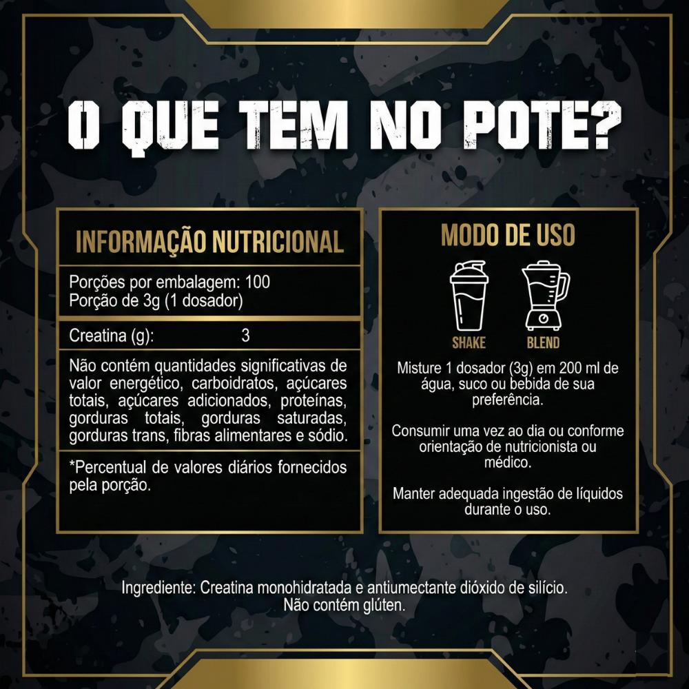 Creatina Armstrong Pó 100% Pura Monohidratada Sem Sabor – 300g – Suplemento Performance